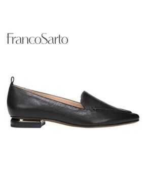 6M Franco Sarto Women's Susie Leather Slip On Black Loafers